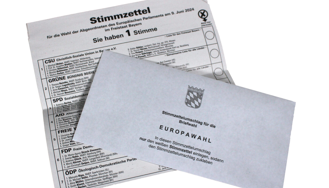 Stimmzettel für die Europawahl 2024